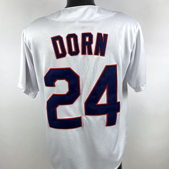 CLEVELAND INDIANS #7 TAYLOR , #24 DORN Sewn Jersey WHITE - Picture 11 of 16